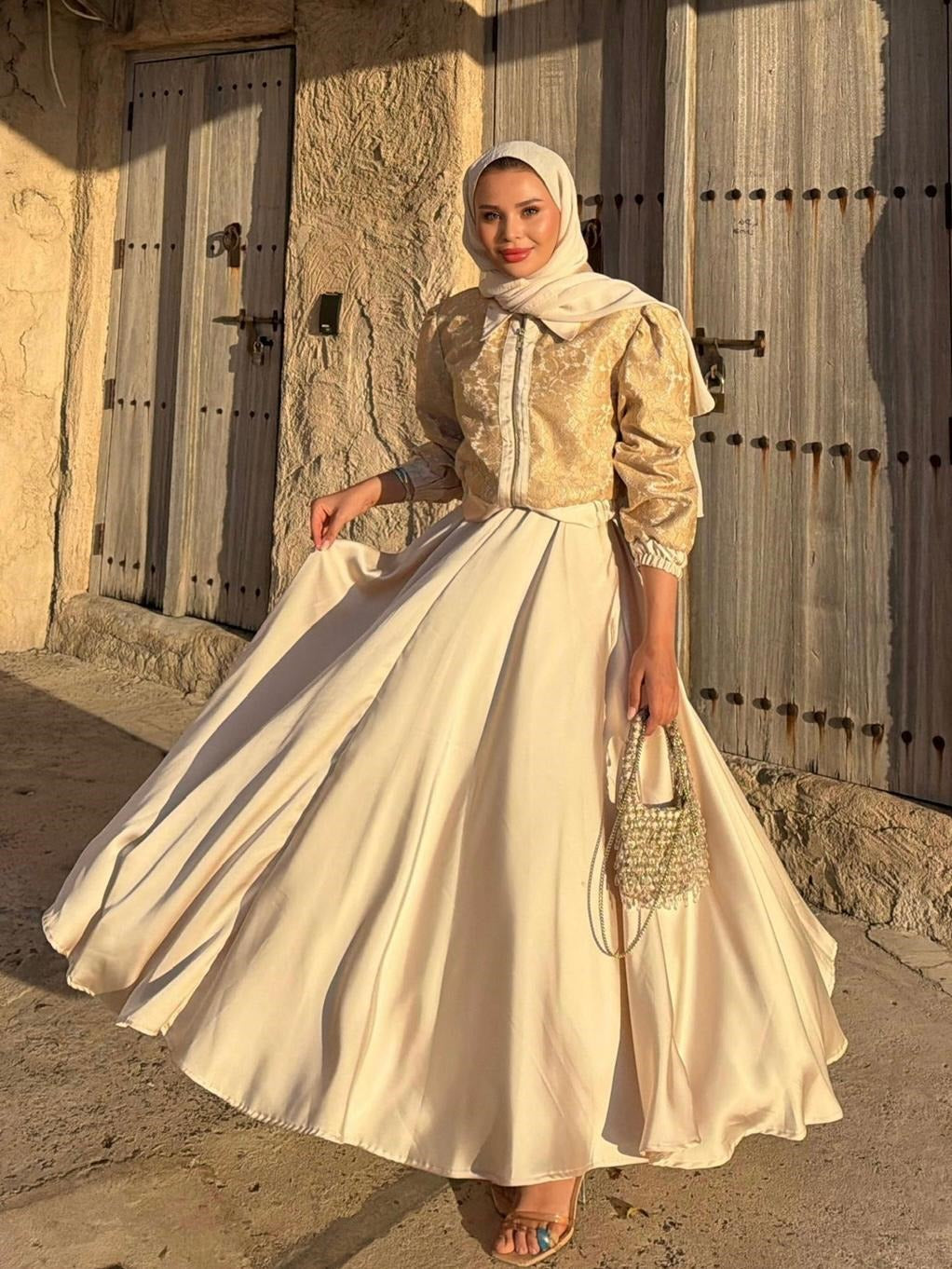 Rosie Skirt Set- Beige