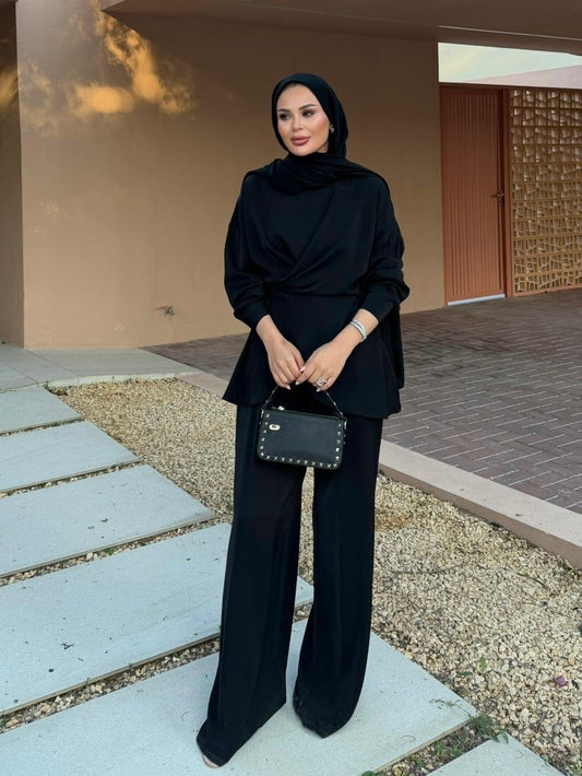 Flower Pants Set – Black