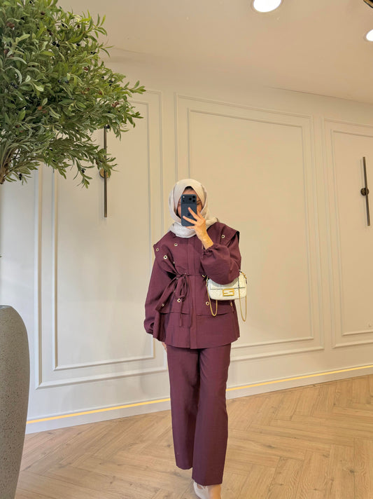 Gale Knit Two-Piece Set- Burgundy