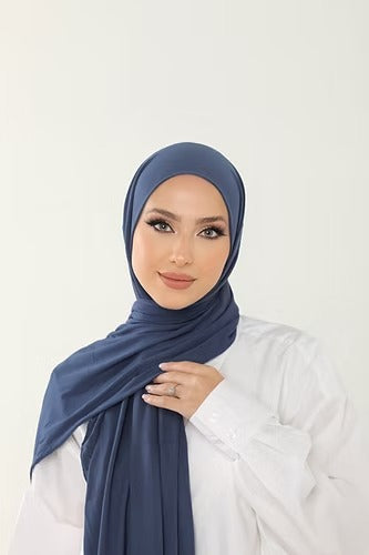 Indigo Premium Viscose Jersey Shawl | Luxurious Drape, Non-Slip Fabric