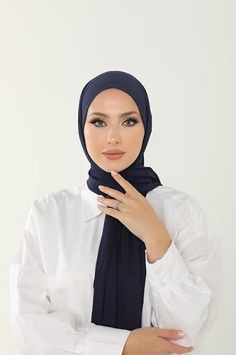 Dark Navy Blue Premium Viscose Jersey Shawl | Luxurious Drape, Non-Slip Fabric