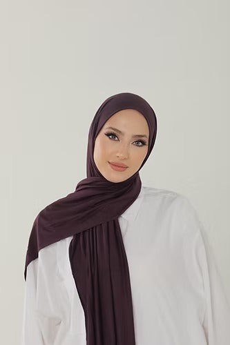 Dark Purple Premium Viscose Jersey Shawl | Luxurious Drape, Non-Slip Fabric