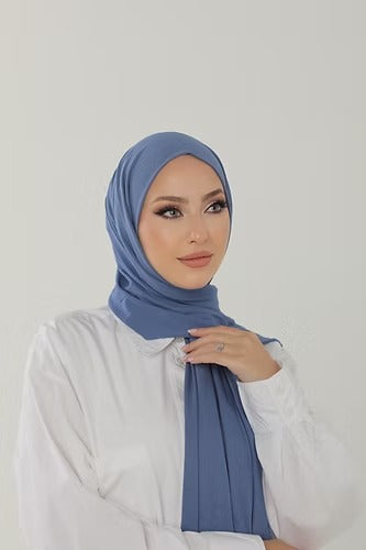 Indigo Light Blue Premium Viscose Jersey Shawl | Luxurious Drape, Non-Slip Fabric
