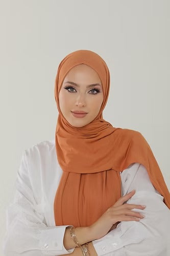 Caramel Peach Premium Viscose Jersey Shawl | Luxurious Drape, Non-Slip Fabric