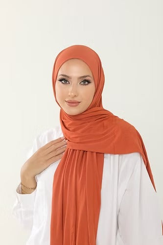 Sorbet Orange Premium Viscose Jersey Shawl | Luxurious Drape, Non-Slip Fabric