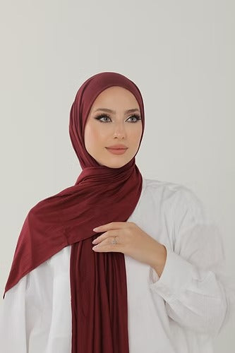 Burgundy Premium Viscose Jersey Shawl | Luxurious Drape, Non-Slip Fabric