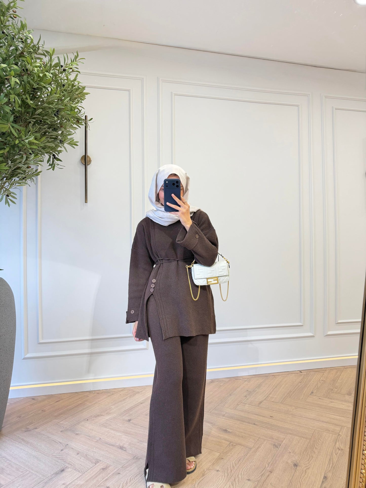 Knit Two-Piece Set – Brown