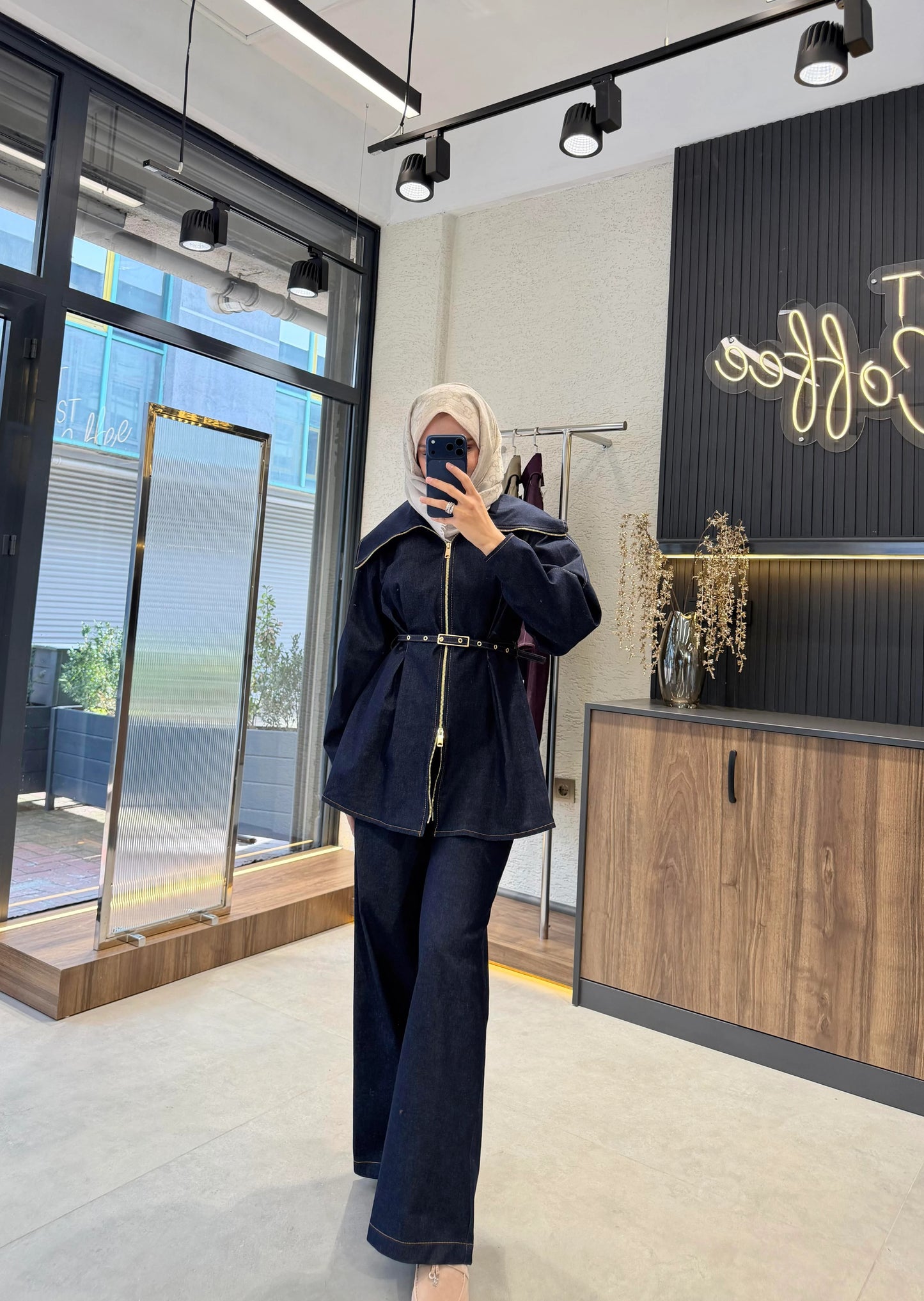 Pera Belted Set – Navy Blue