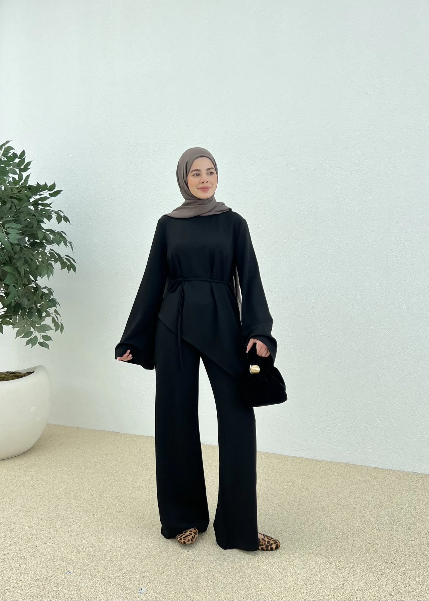 Two-Piece Modal Outfit with Asymmetrical Cut