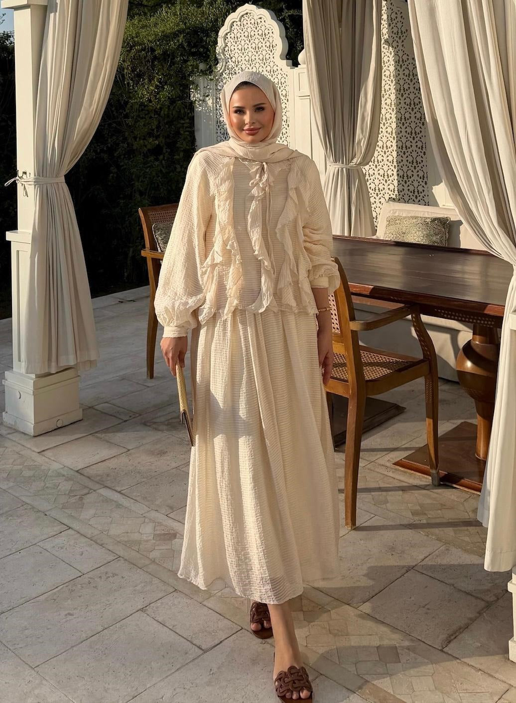 Nora Two-Piece Skirt Set – Beige