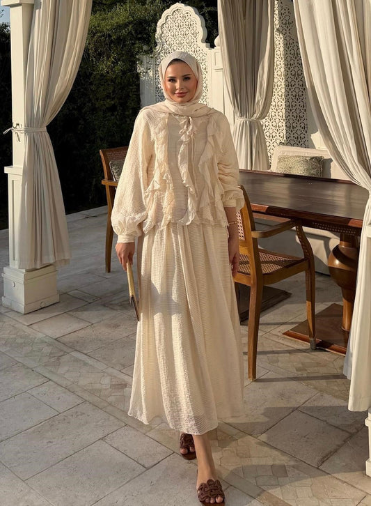 Nora Two-Piece Skirt Set – Beige