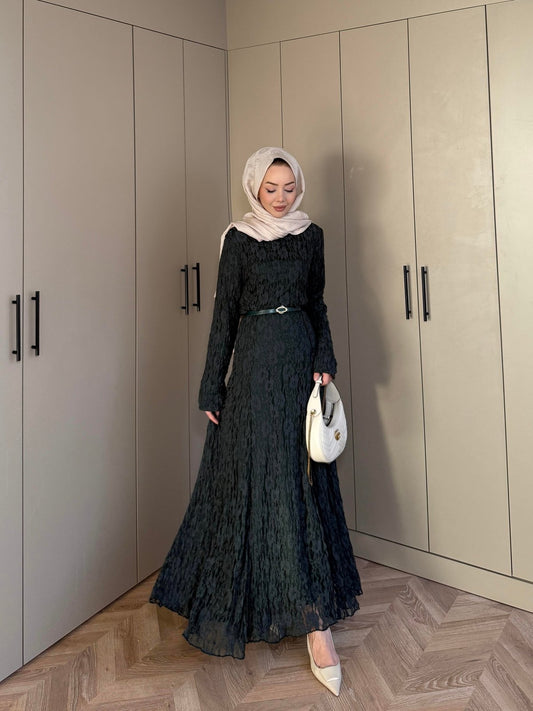 Emerald Lace Dress with Removable Belt