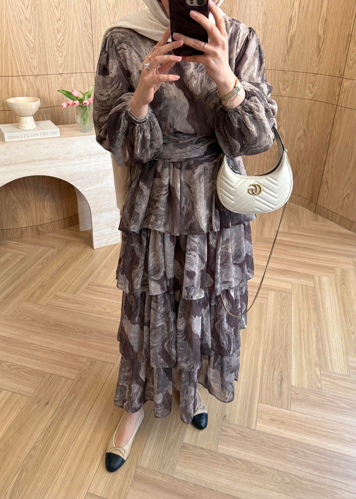 Ella Chiffon Dress – Brown