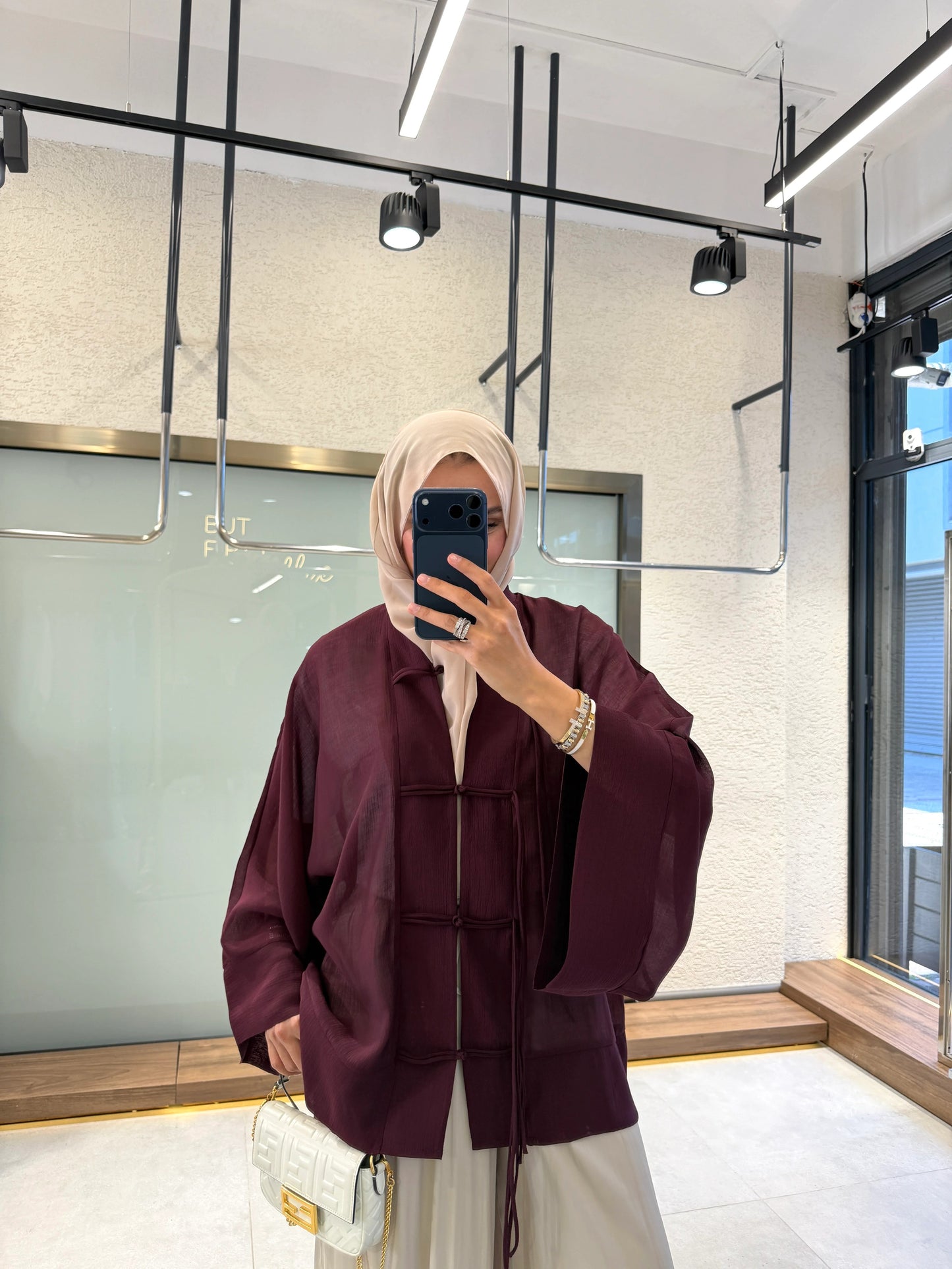 Sakura Burgundy Kimono Jacket - Elegant Lightweight Layer