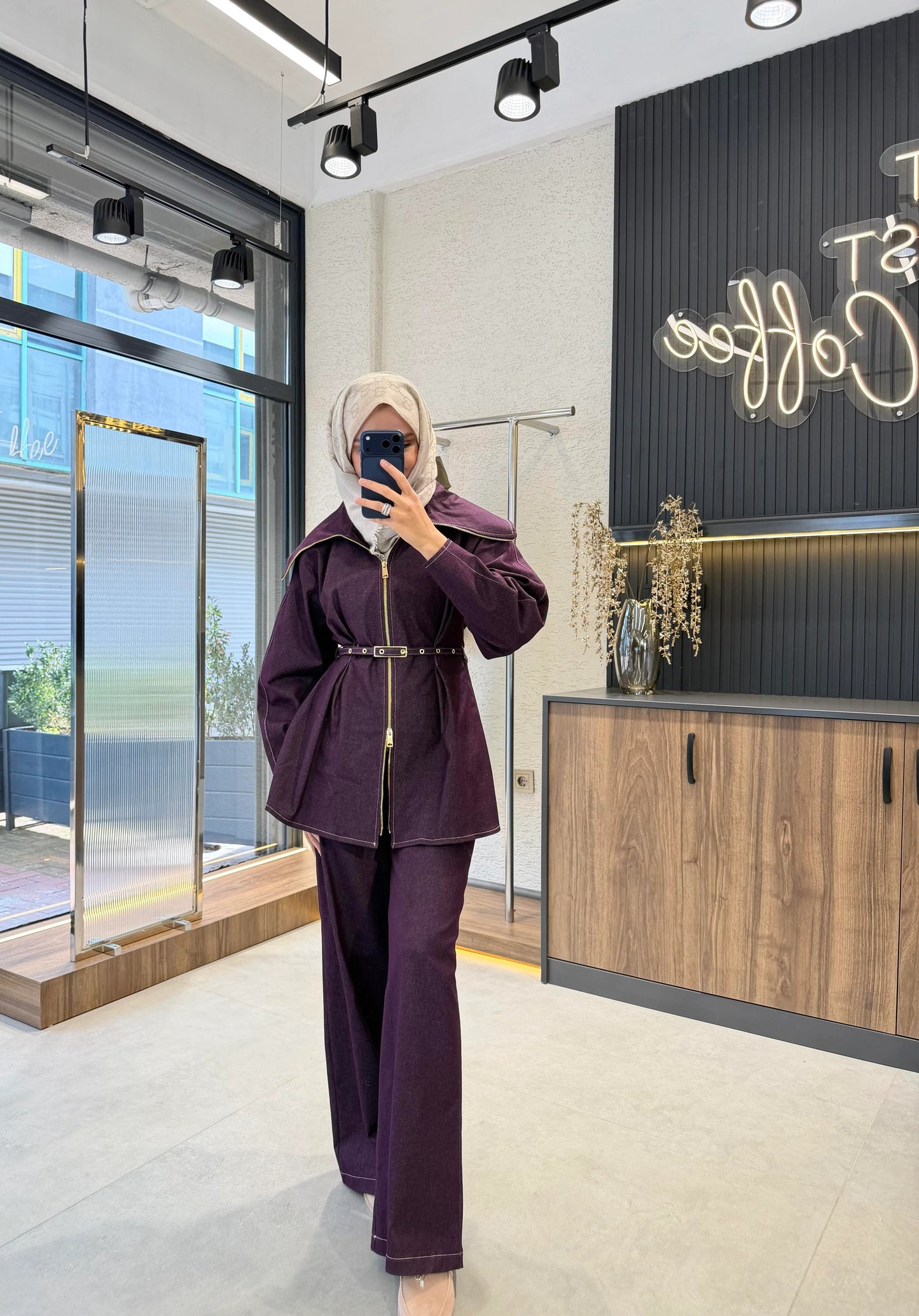 Pera Belted Set – Burgundy