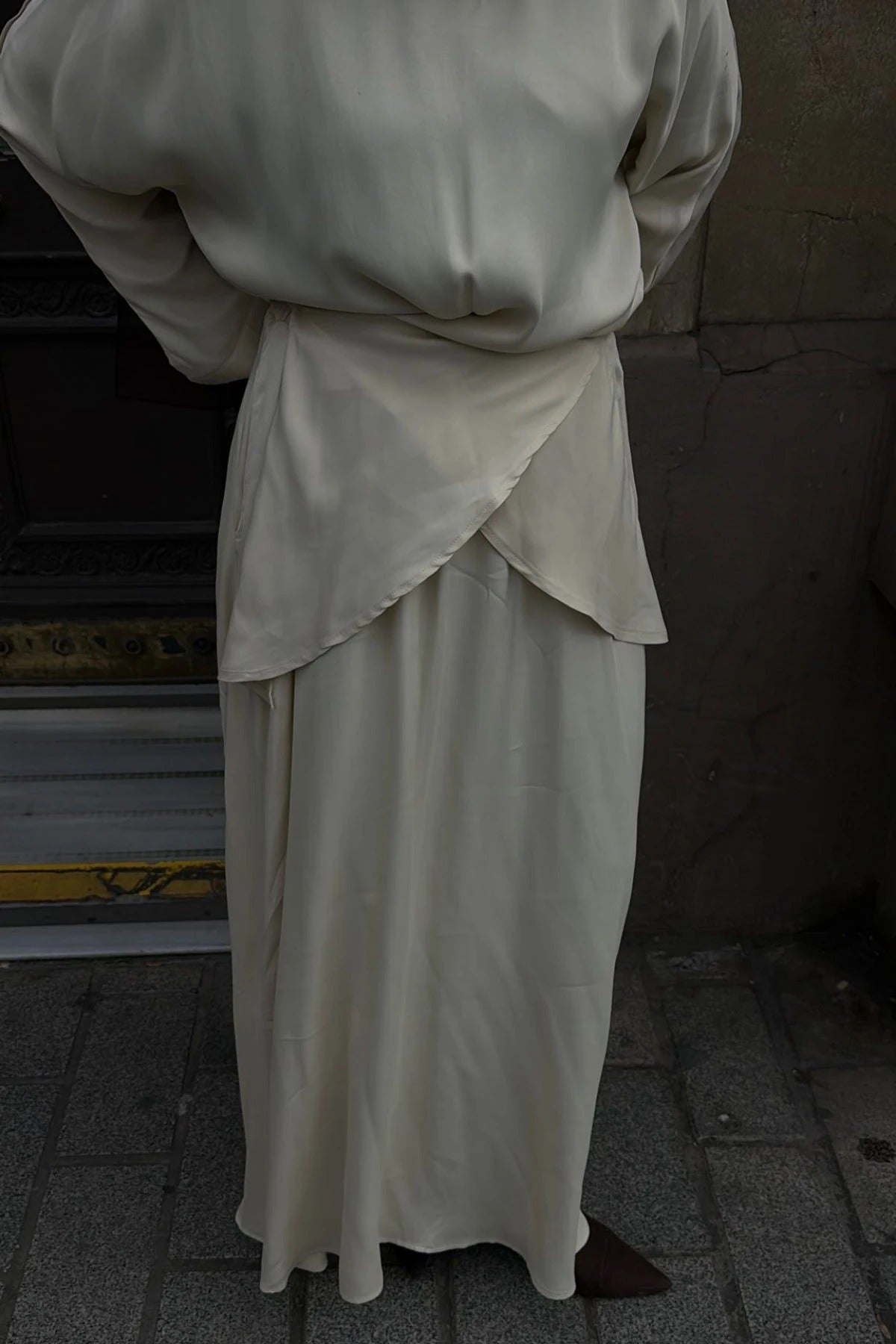 Satin Skirt & Top Set – Stone