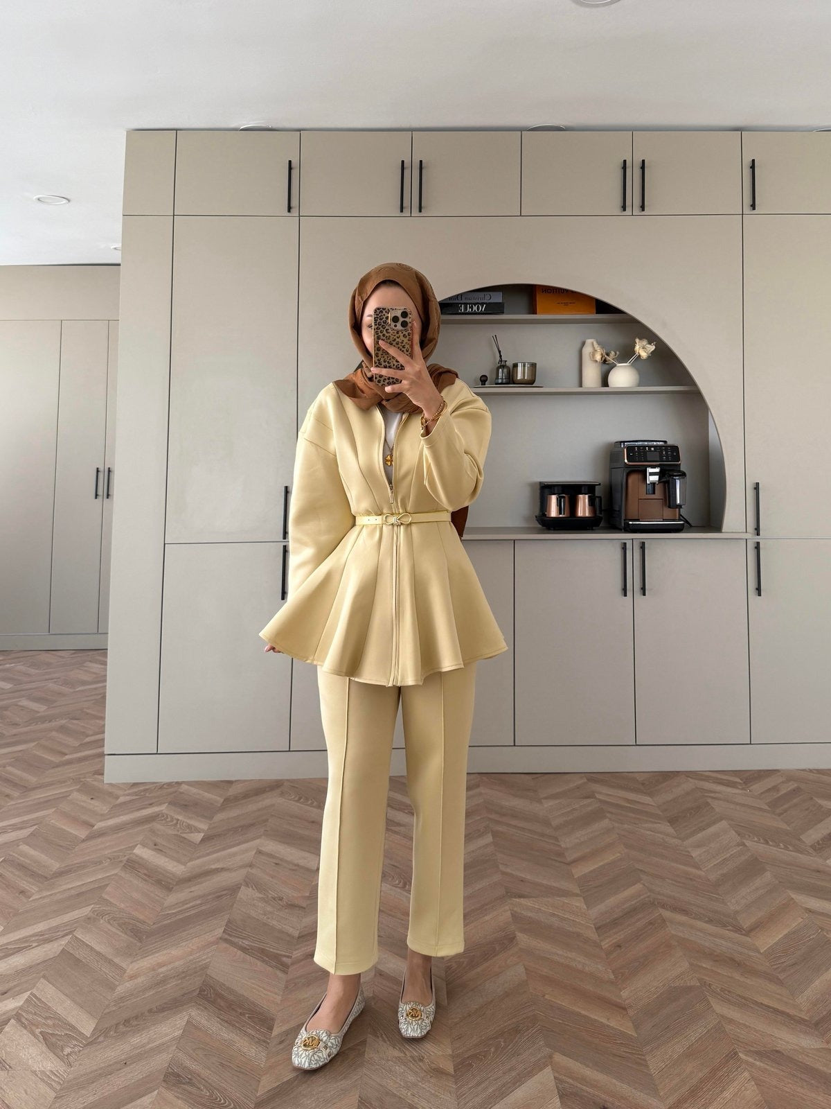 Premium Scuba Fabric Two-Piece Set -Butter Yellow