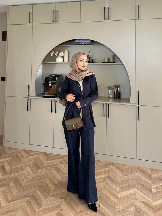 Stylish Denim Two-Piece Coordinated Set