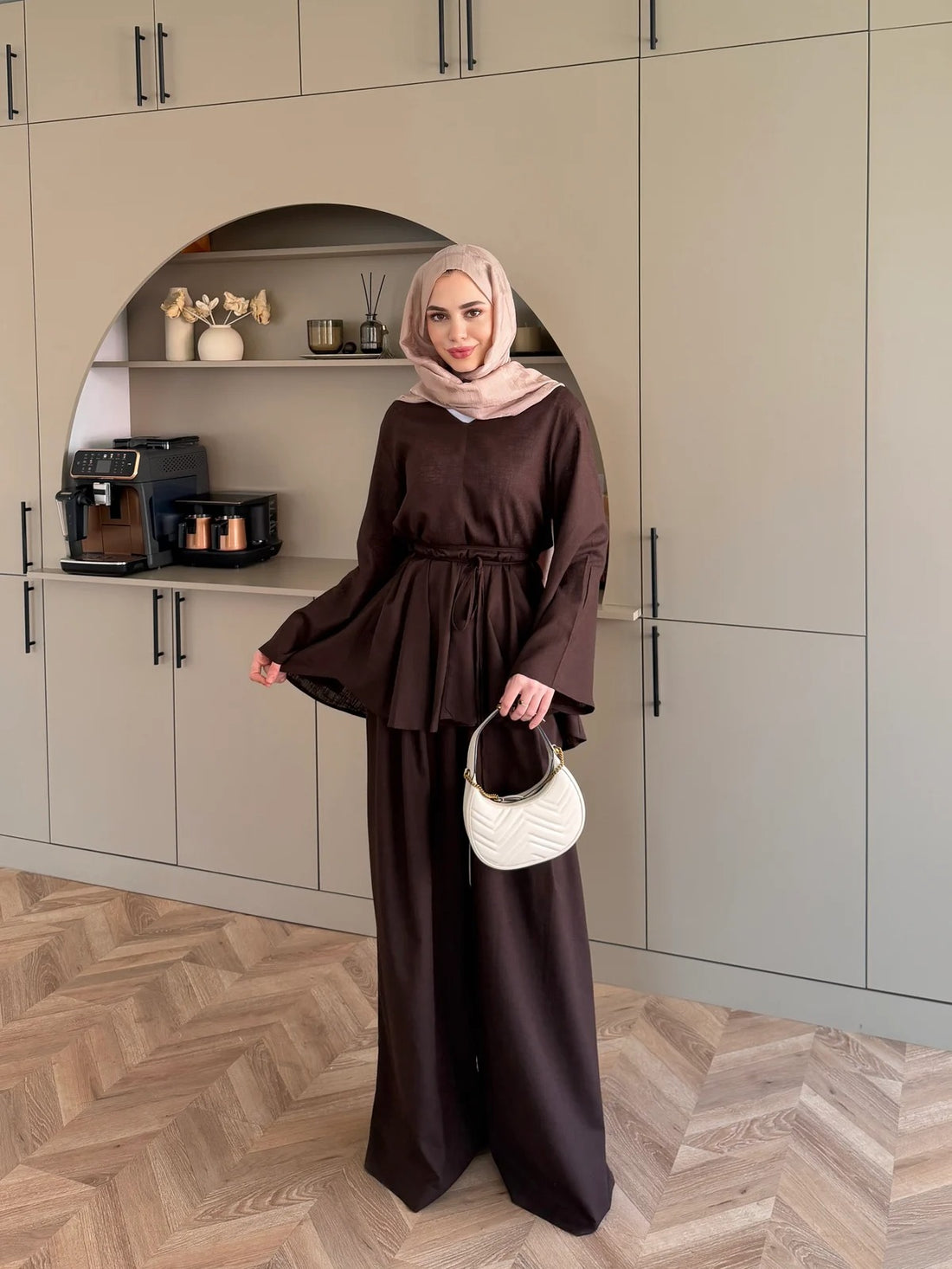 Judy Linen Trouser Set - Two-Piece Co-ord - Brown