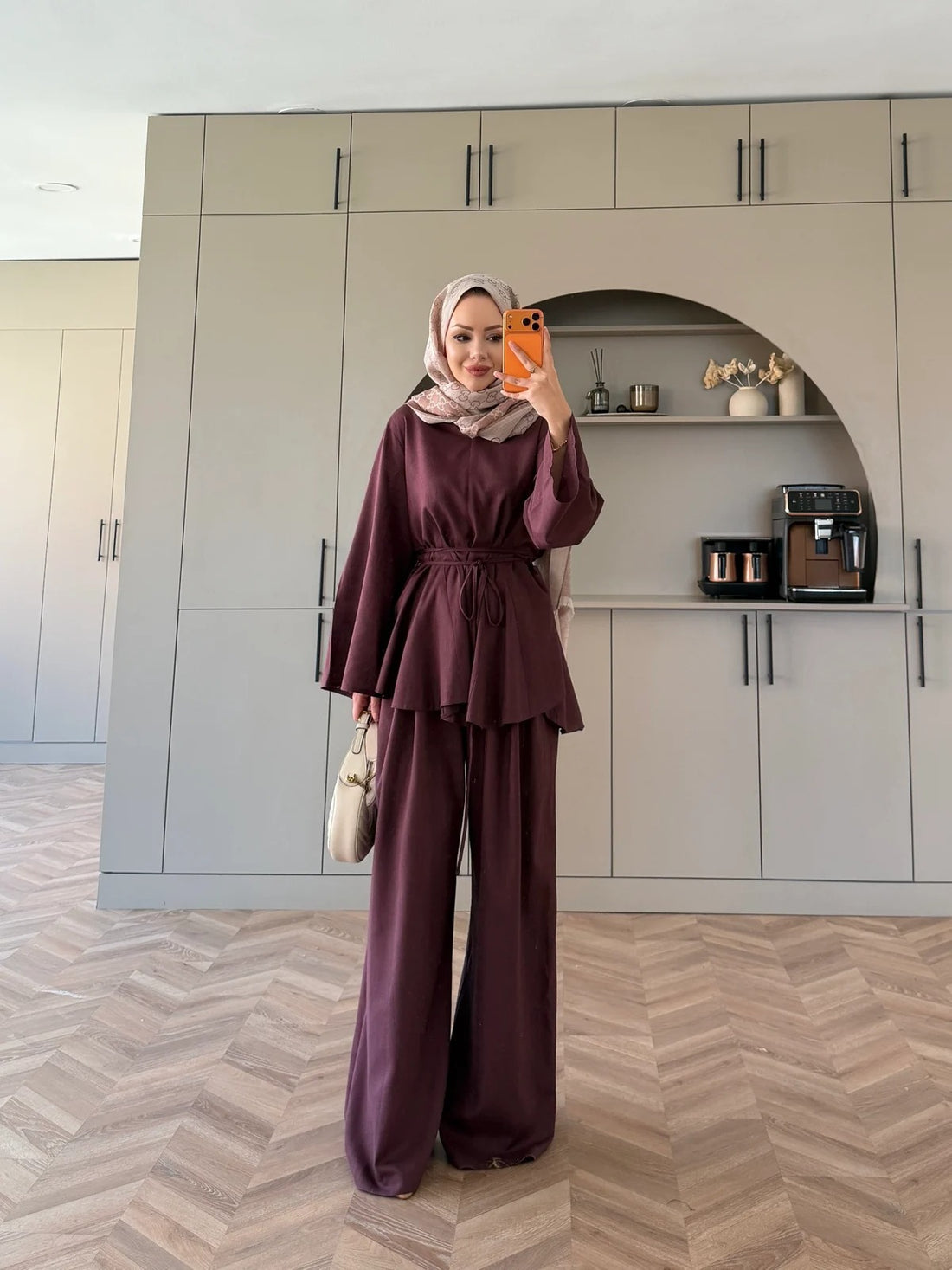 Judy Linen Trouser Set - Two-Piece Co-ord - Burgundy