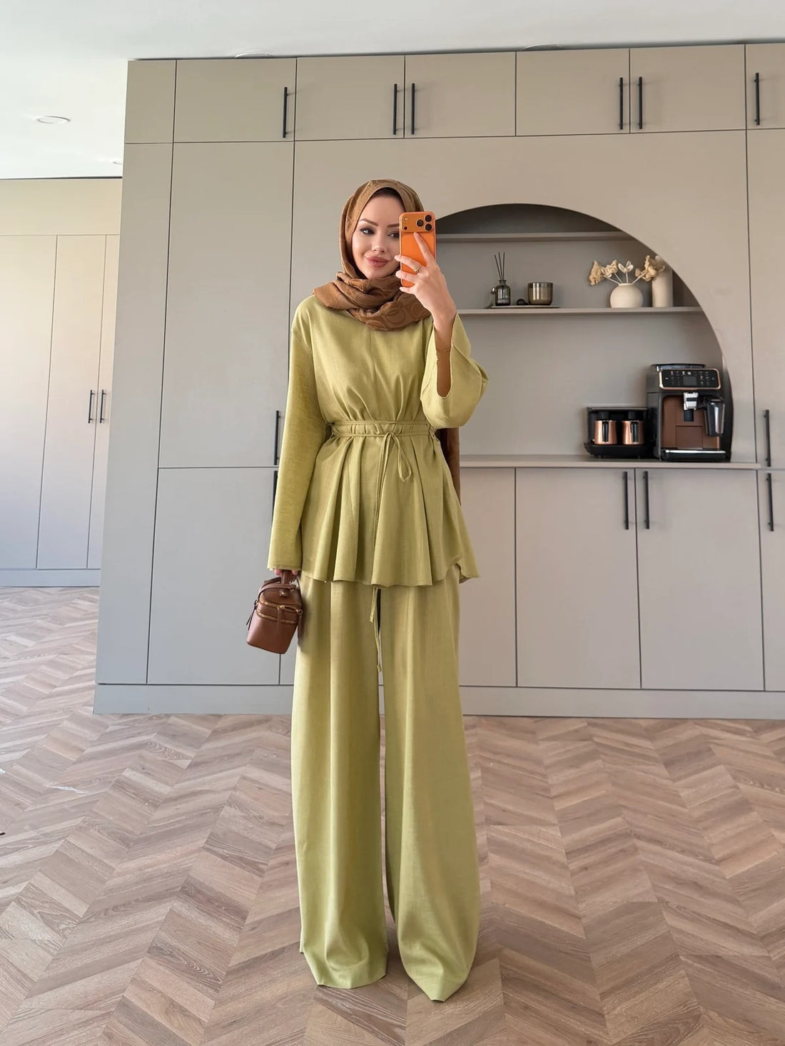 Judy Linen Trouser Set - Two-Piece Co-ord - Light Lime