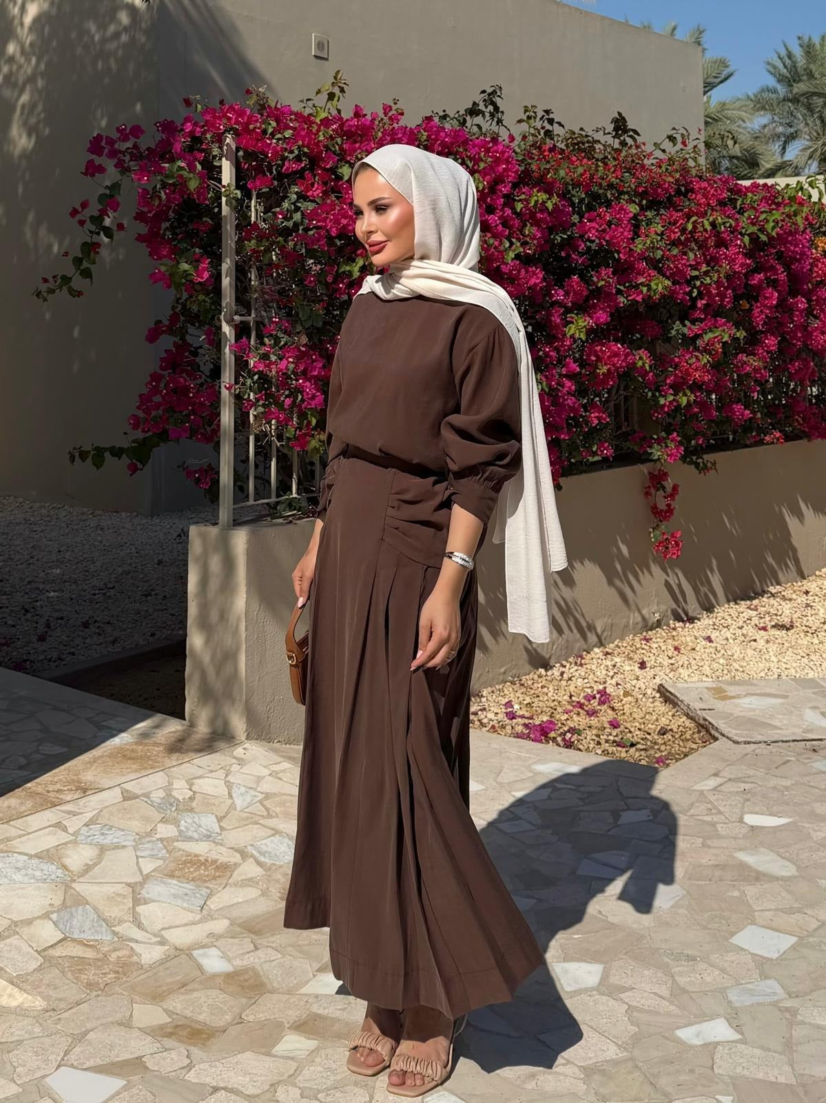 Sofia Maxi Skirt Set – Brown