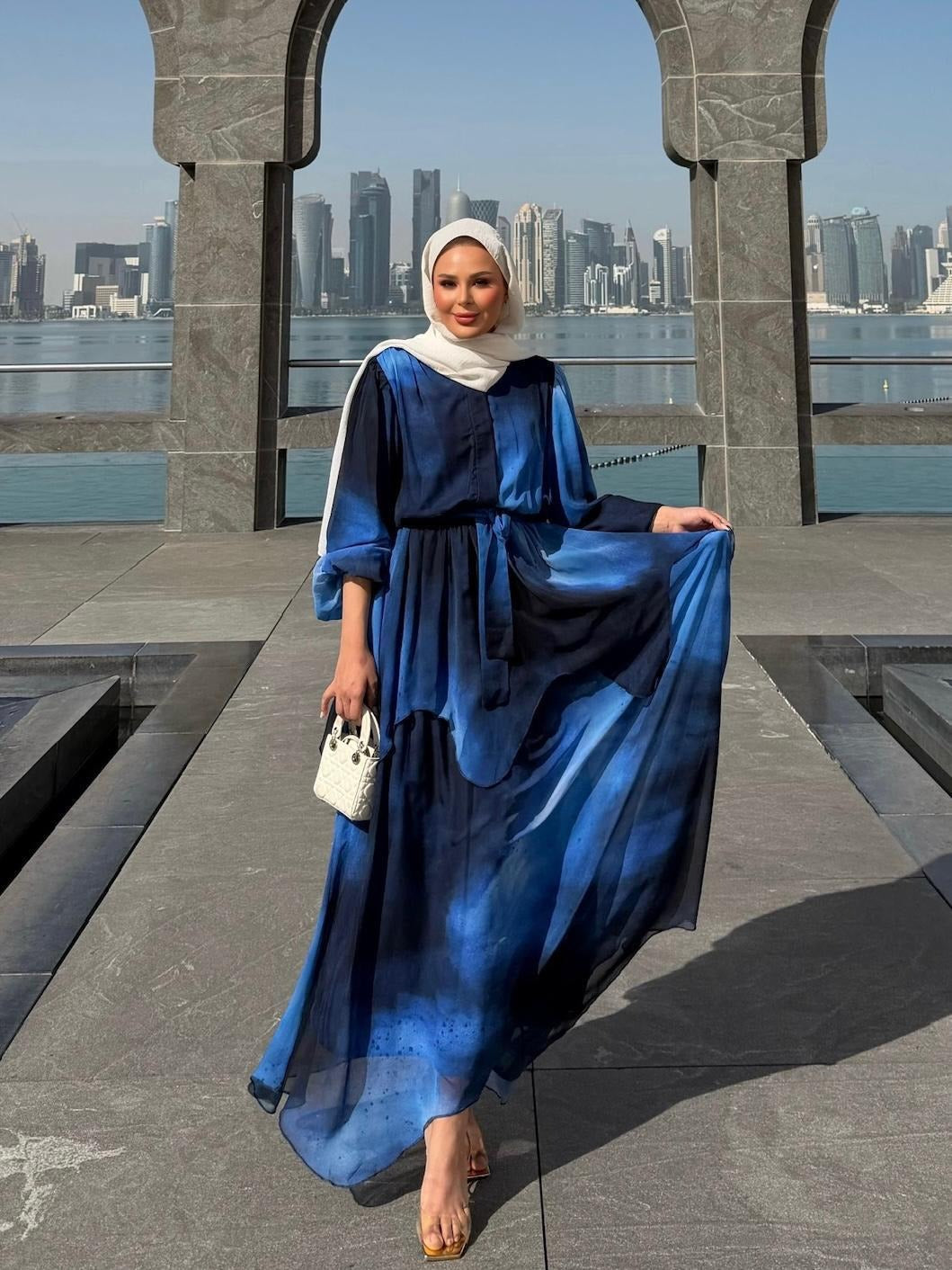 Rose Flowy Dress – Royal Blue