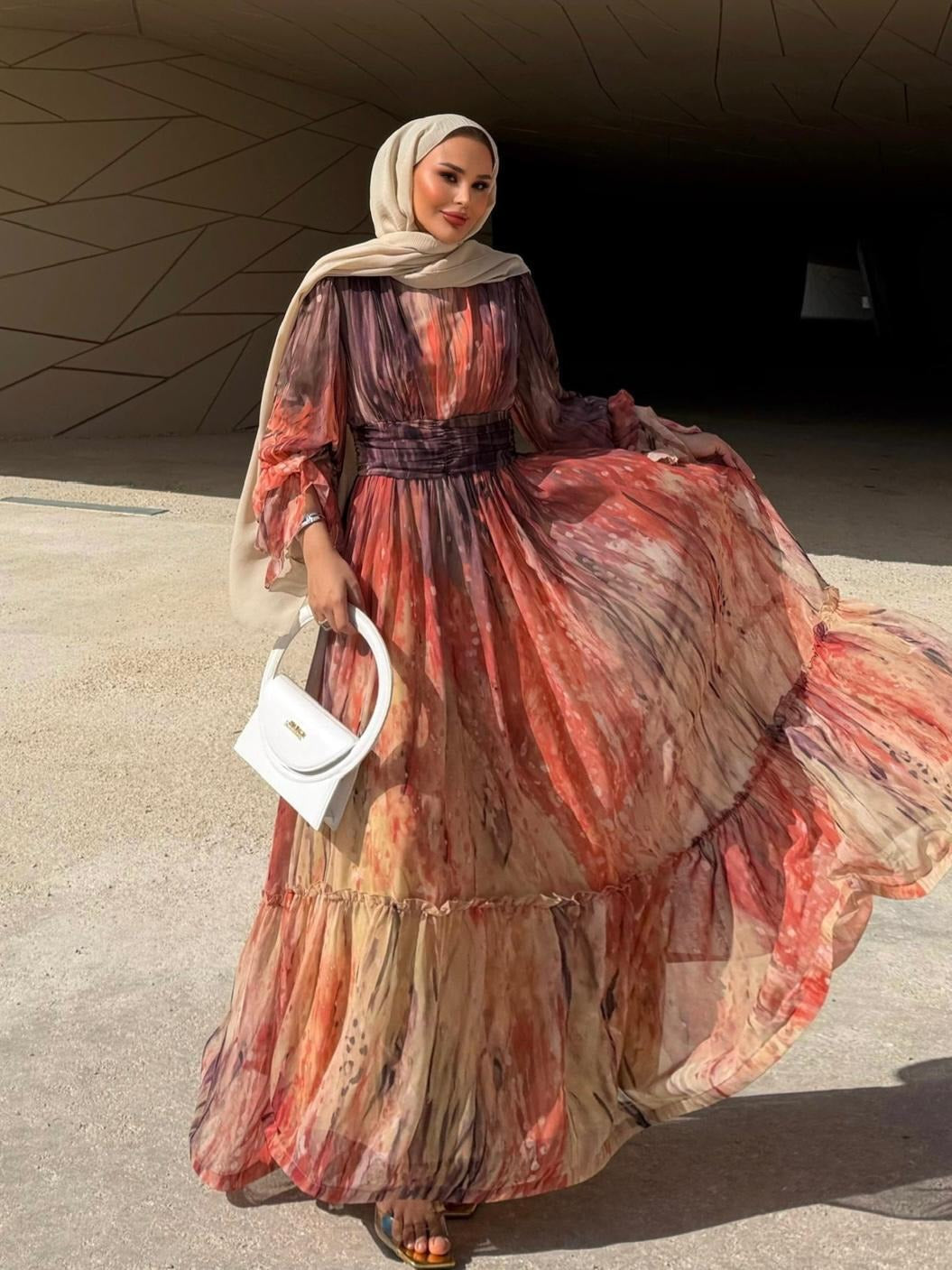 Ruffle Maxi Dress- Earthy