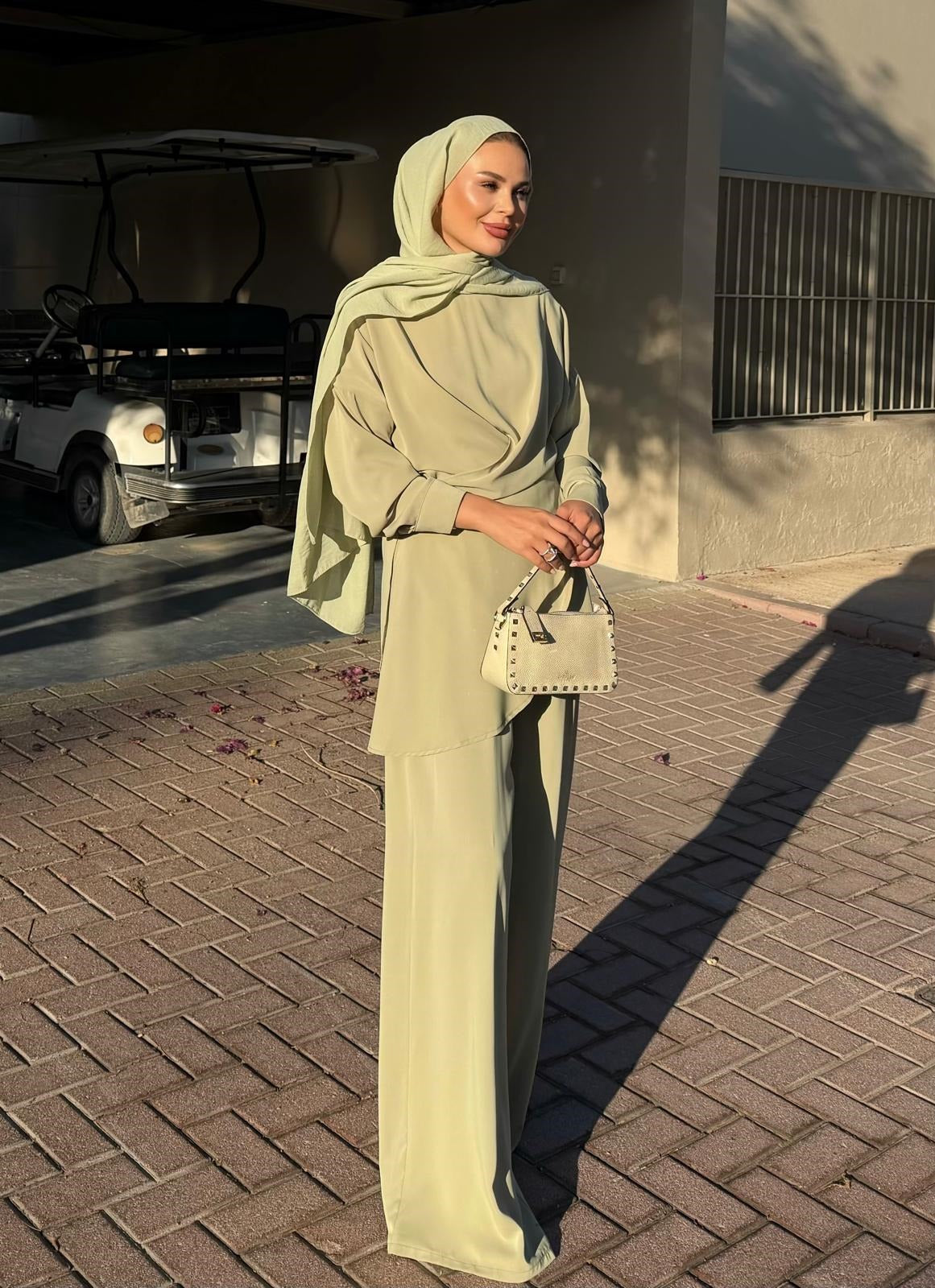 Flower Pants Set – Sage Green