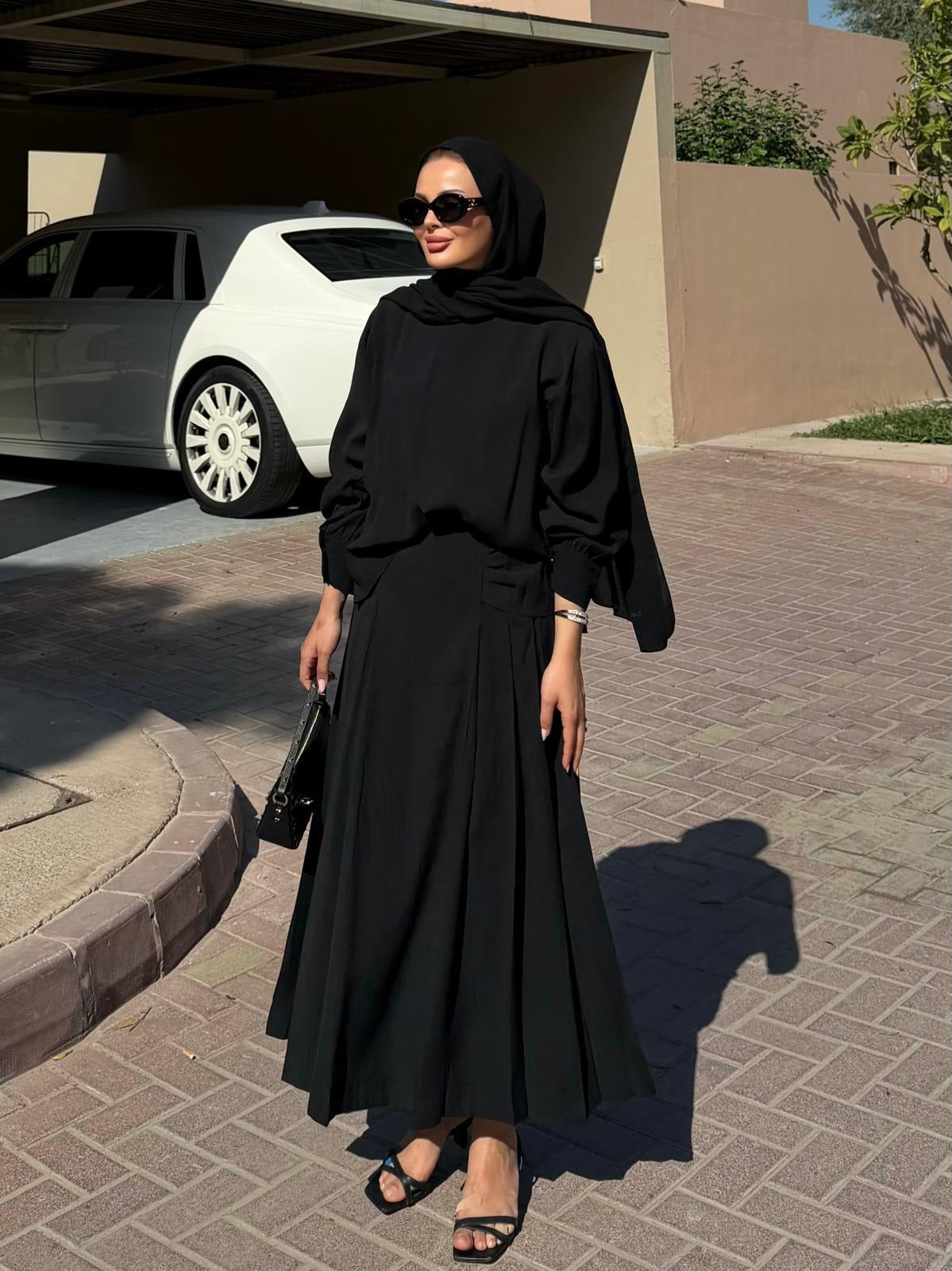 Sofia Maxi Skirt Set – Black