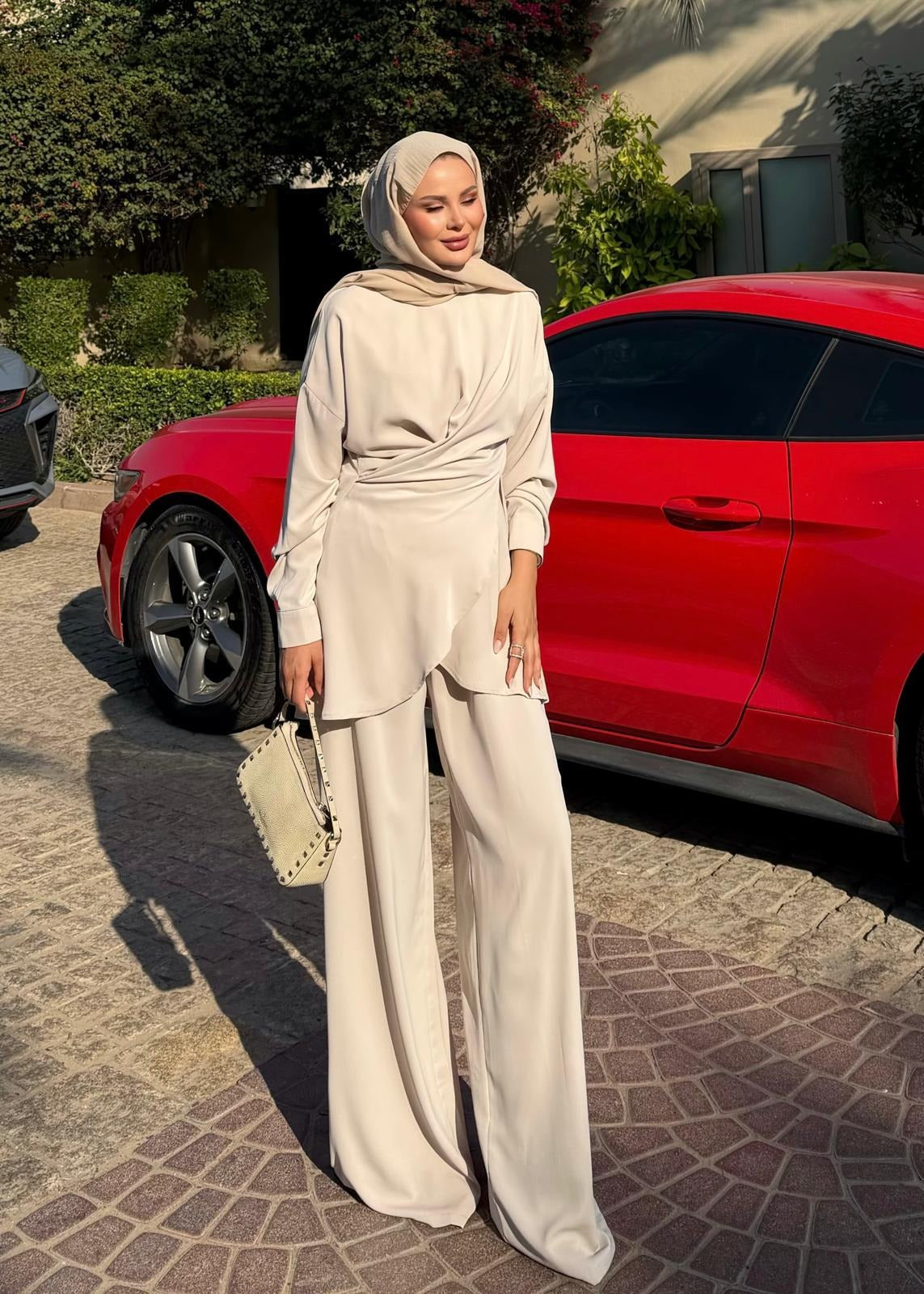 Flower Pants Set – Beige