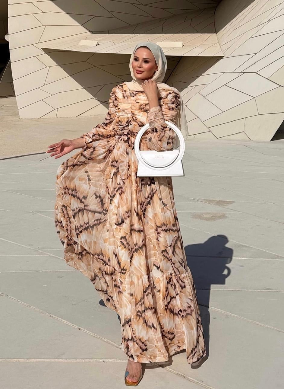 Iris Flowy Dress – Beige