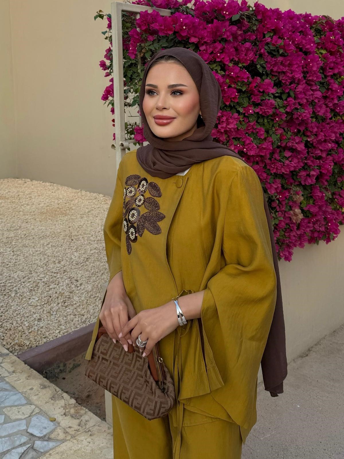 Embroidered Pants Set – Olive