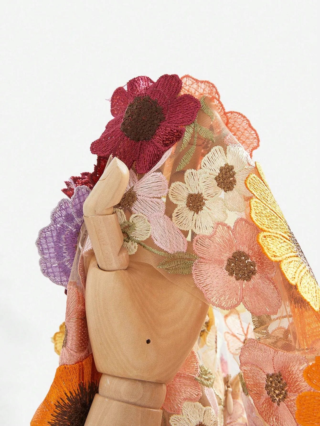 Elegant Mesh Floral Embroidery Maxi Dress