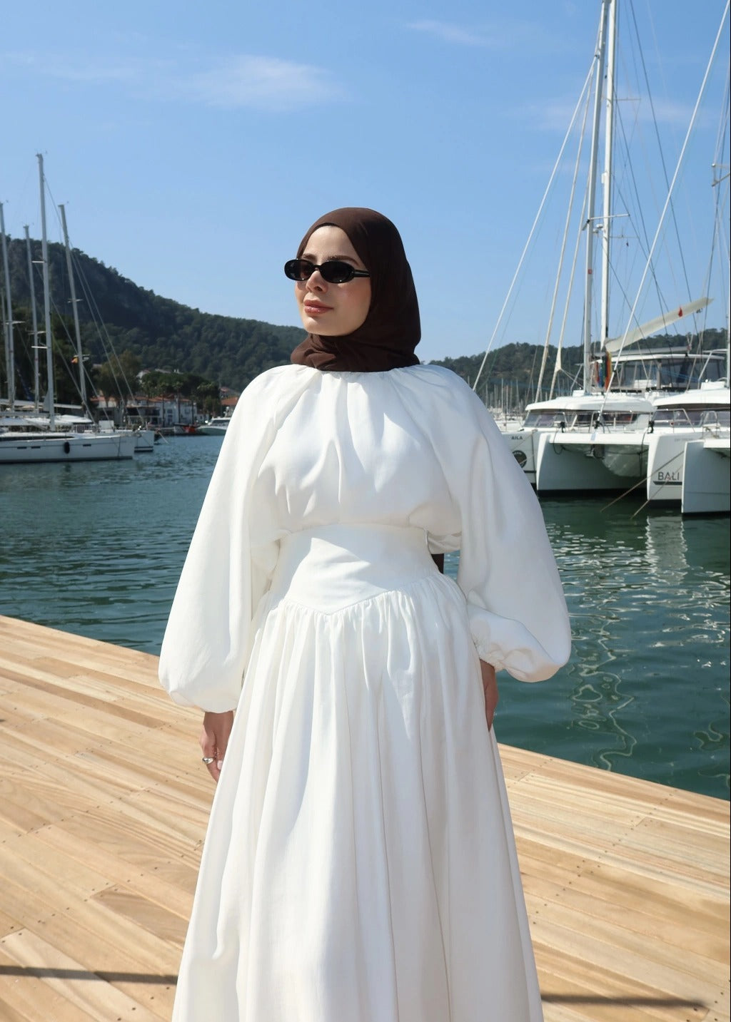 White Corset Waist Tunic & Trousers Set