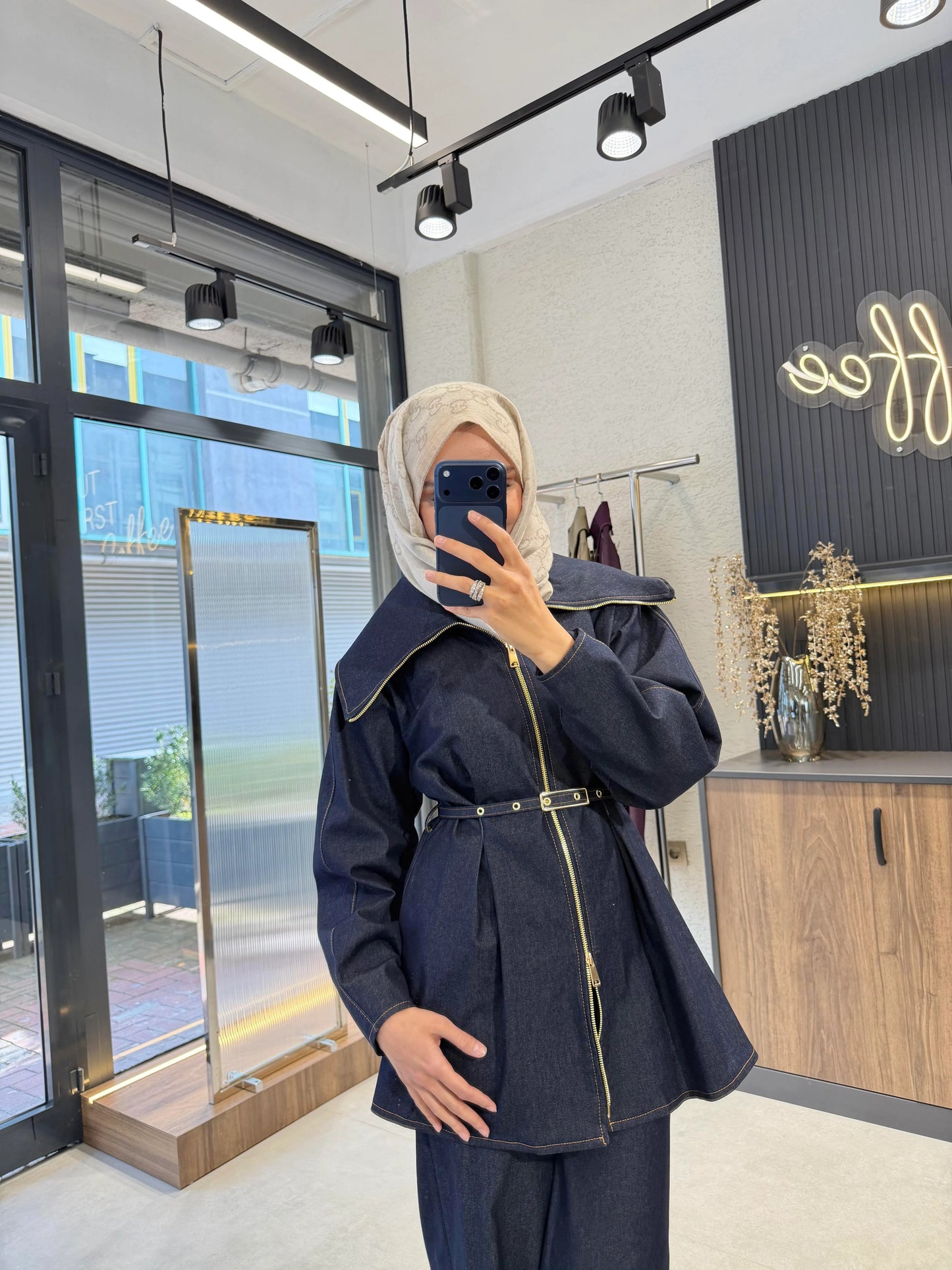 Pera Belted Set – Navy Blue