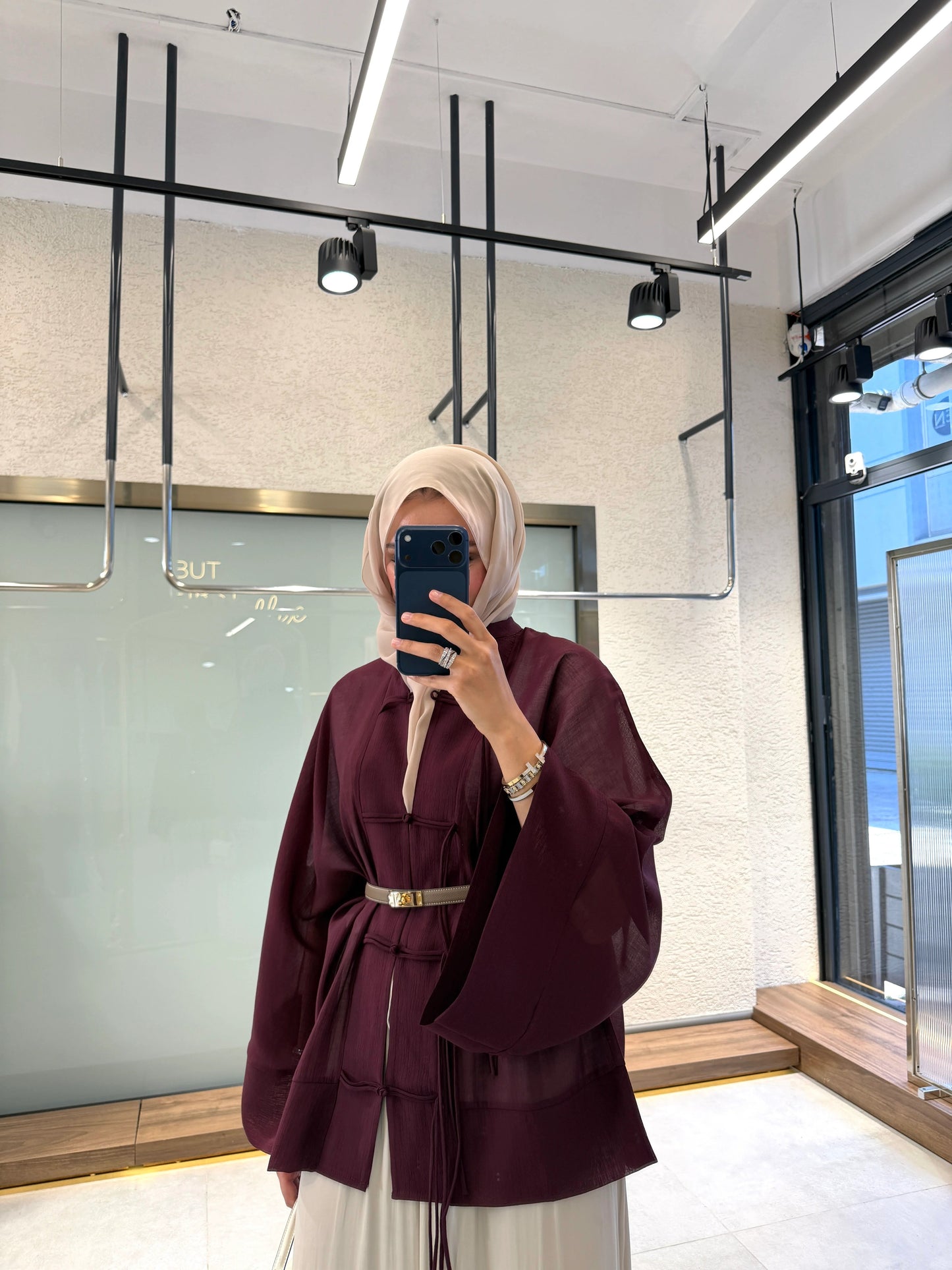Sakura Burgundy Kimono Jacket - Elegant Lightweight Layer