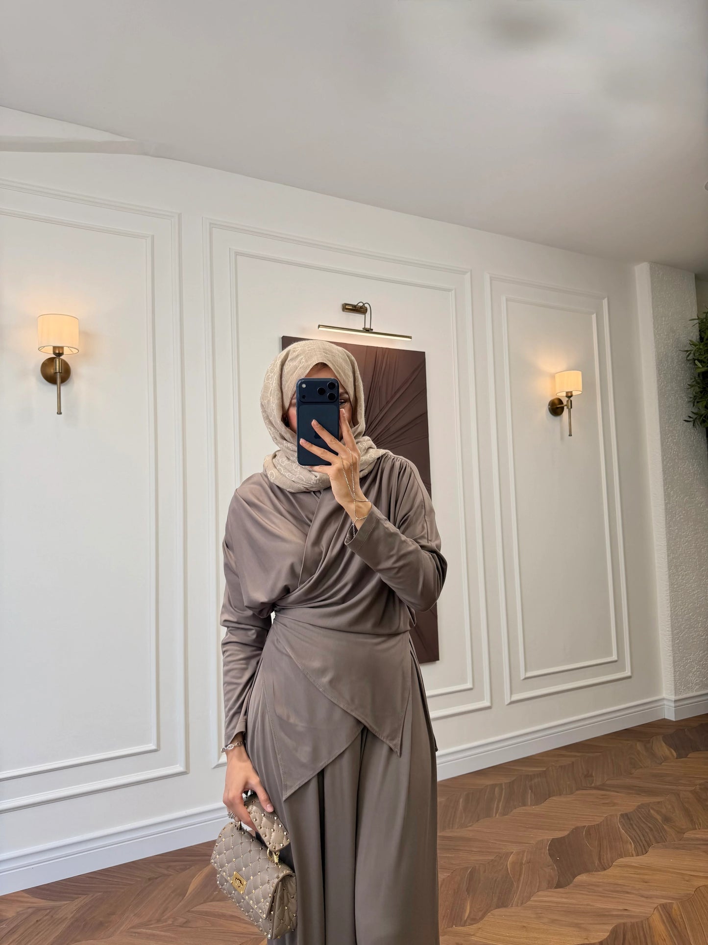 Elira Drape Two-Piece Set - Mink