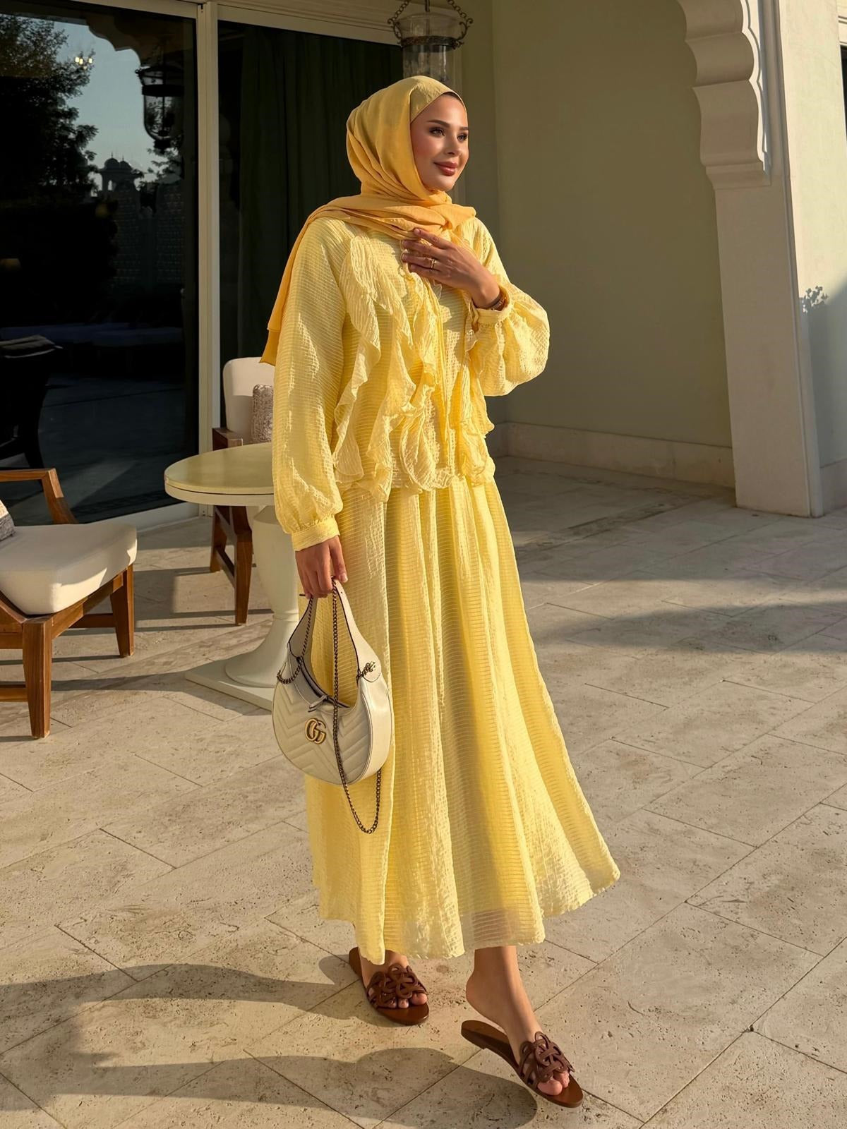 Nora Two-Piece Skirt Set – Yellow