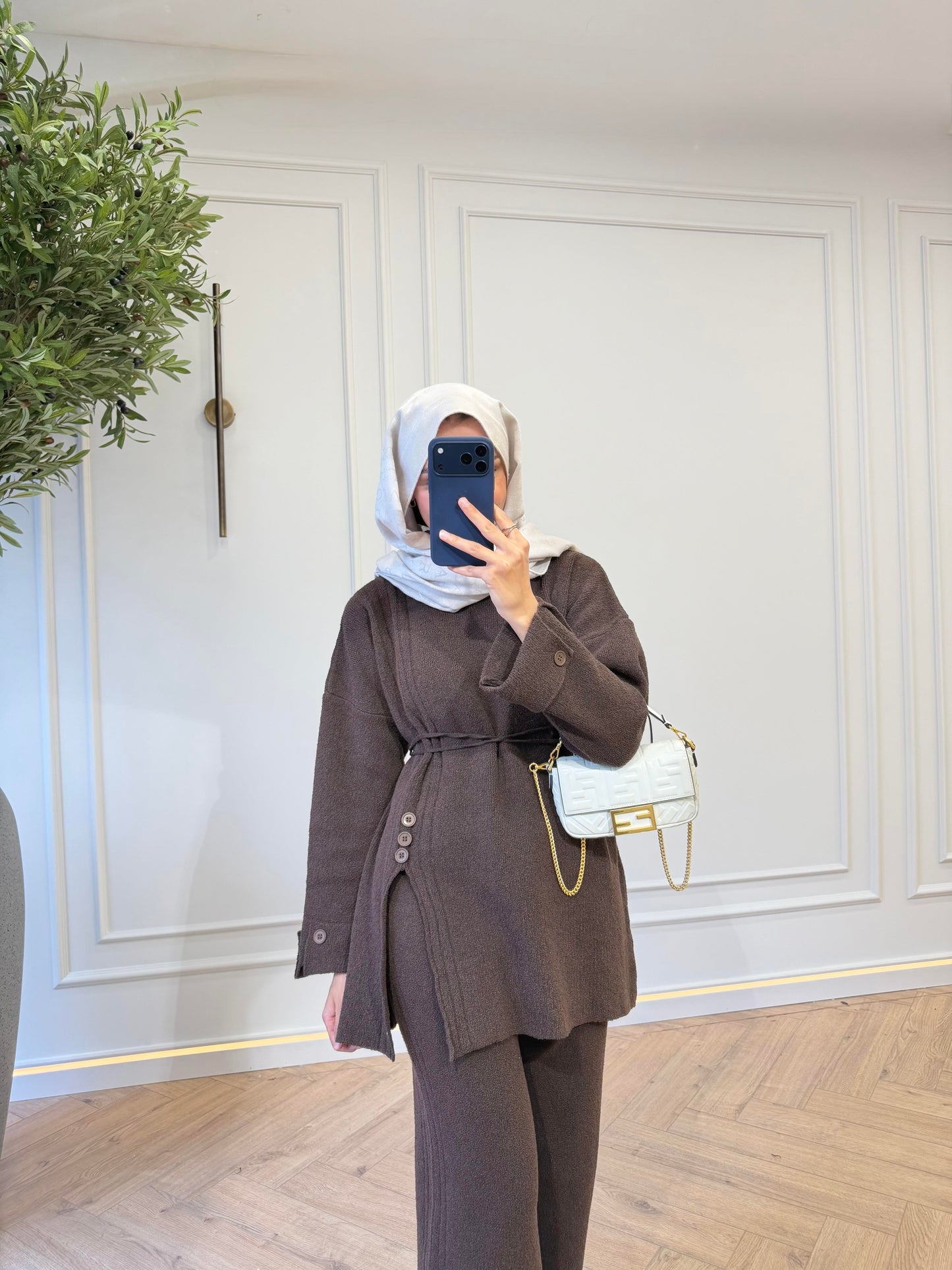 Knit Two-Piece Set – Brown