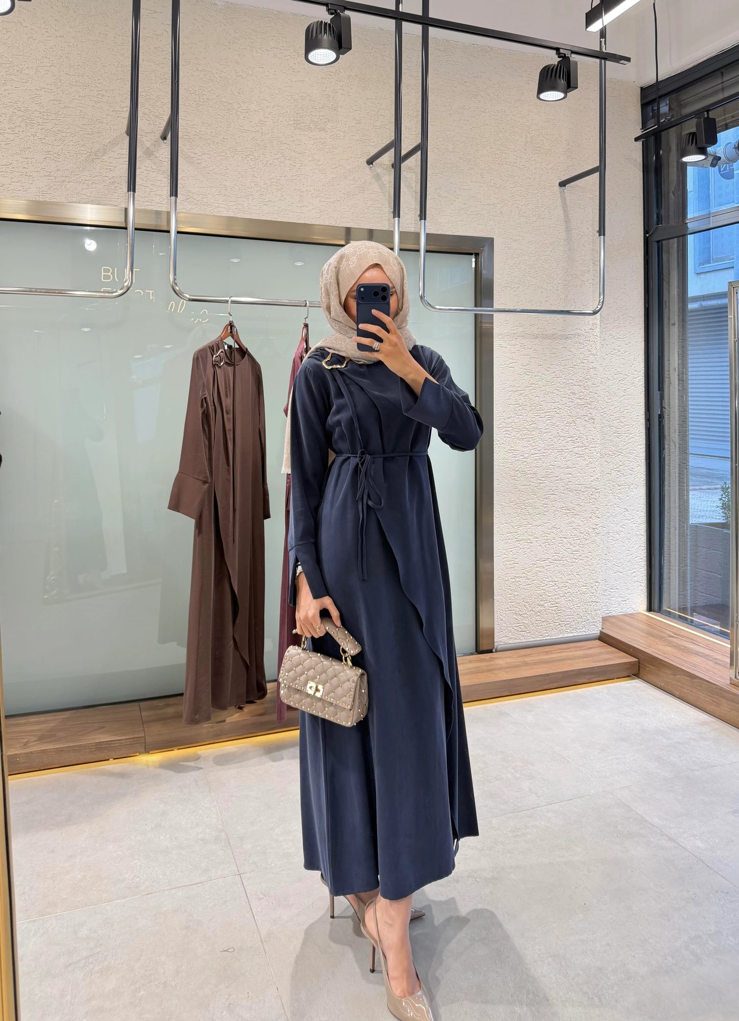 Buckle Detail Dress – Navy Blue