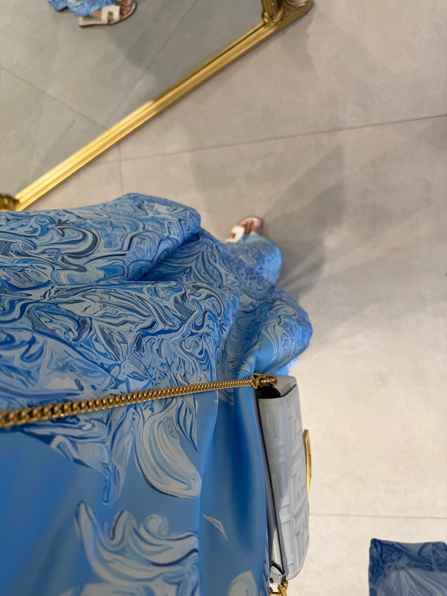 Blue Satin Two Piece Matching Tunic Outfit