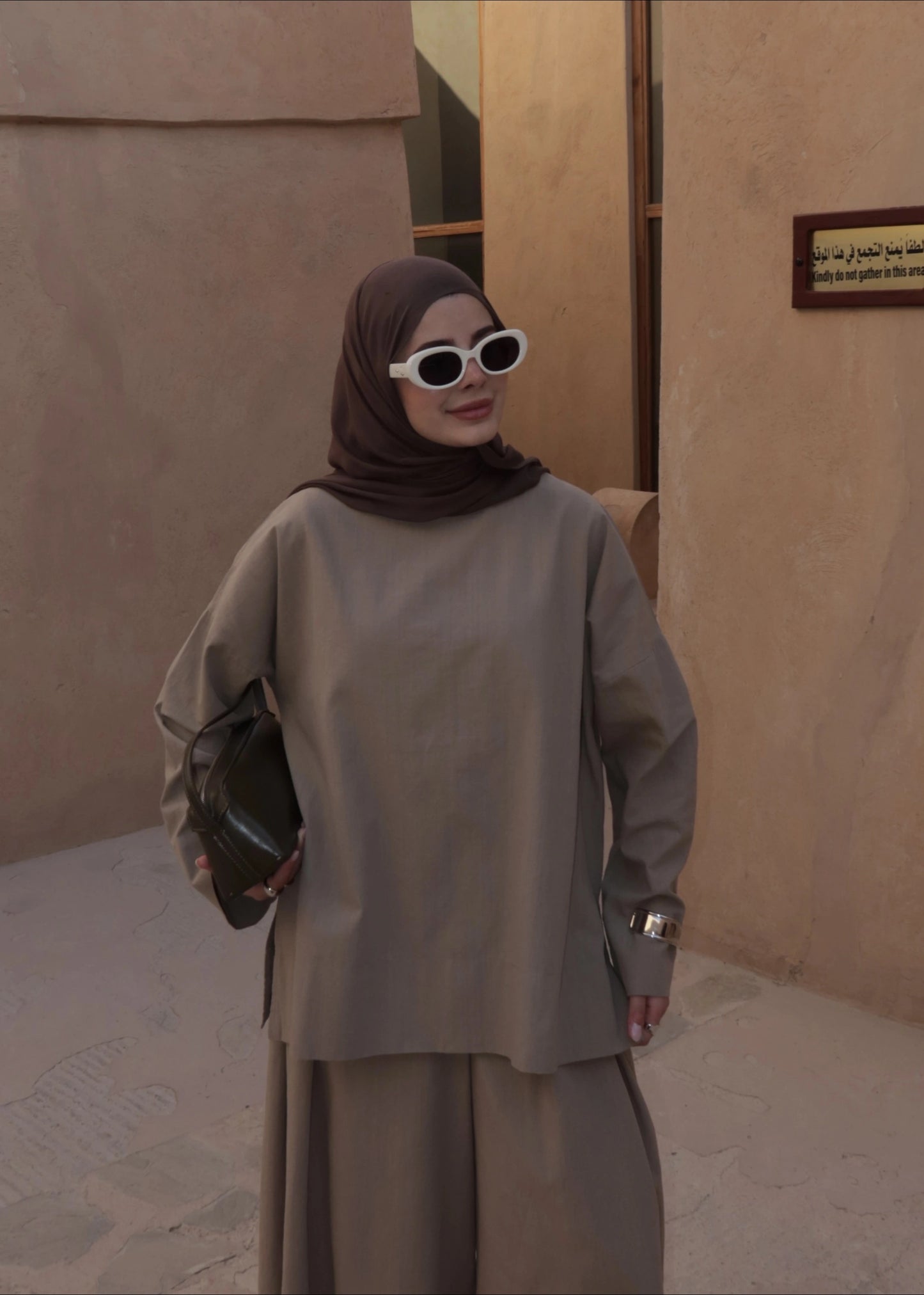 Linen Chino Fit Two-Piece Set -Mink