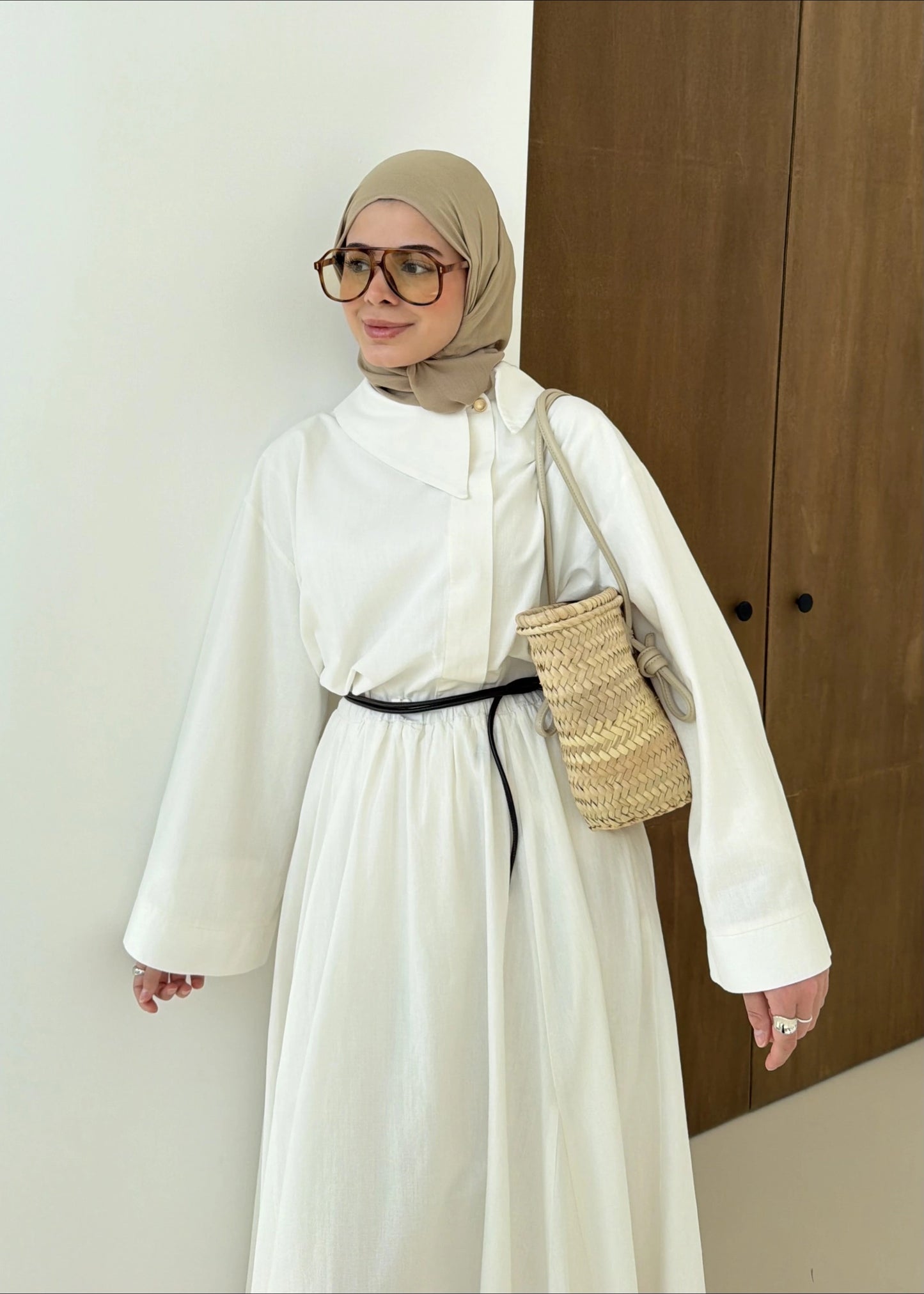 White Linen Two-Piece Suit