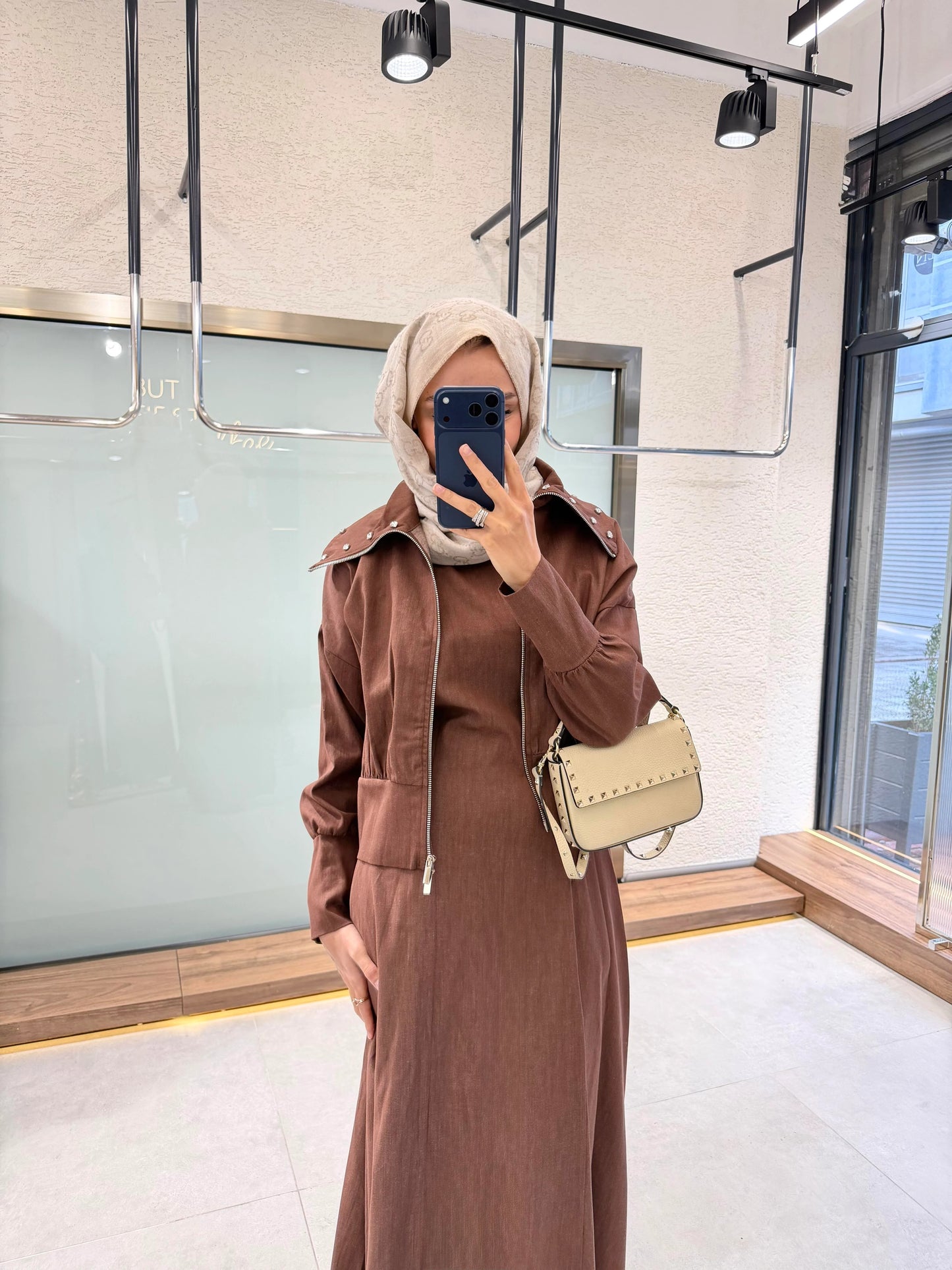 Elara Jacket Dress Set – Camel