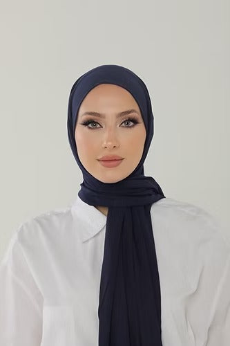 Dark Navy Blue Premium Viscose Jersey Shawl | Luxurious Drape, Non-Slip Fabric