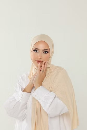 Cream Premium Viscose Jersey Shawl | Luxurious Drape, Non-Slip Fabric