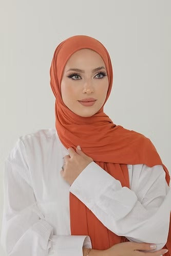 Sorbet Orange Premium Viscose Jersey Shawl | Luxurious Drape, Non-Slip Fabric