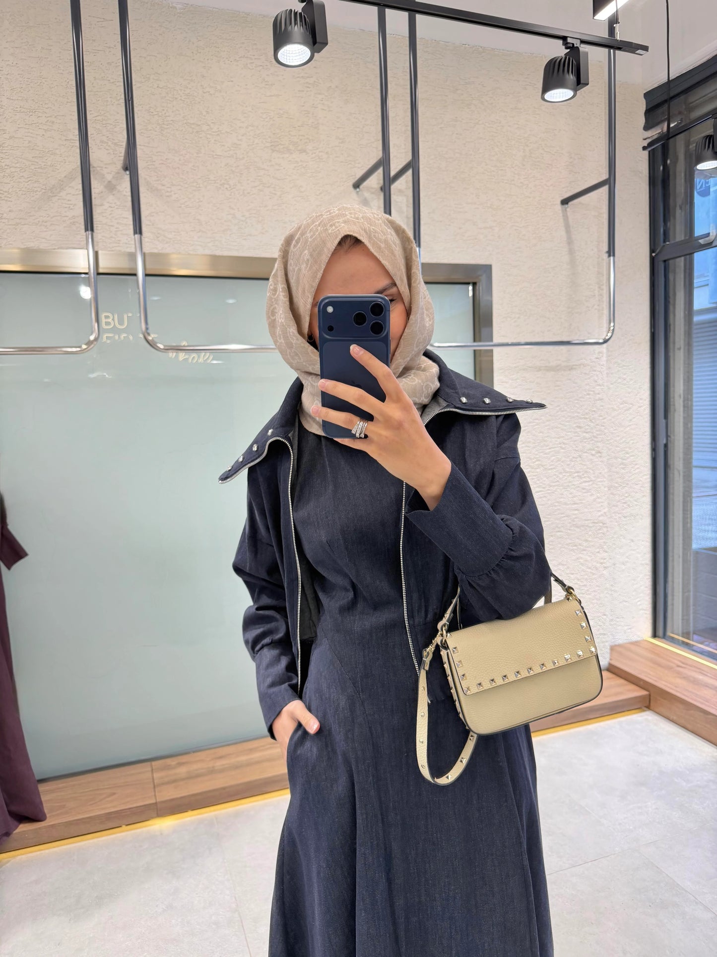 Elara Jacket Dress Set – Navy Blue