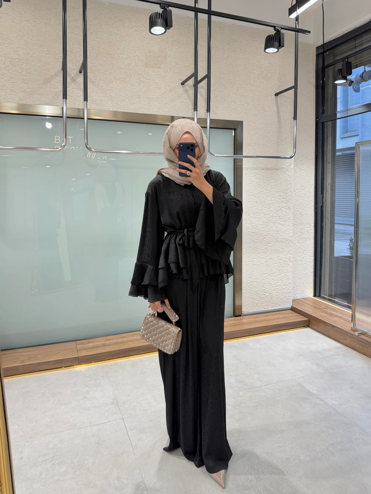 Chiffon Pants Set – Black